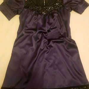 Sheath navy blue gown with bead work